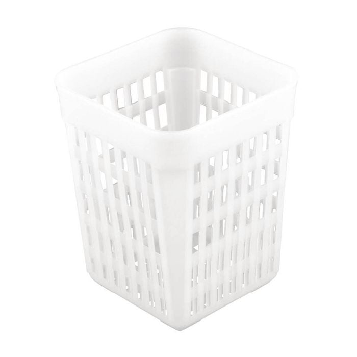 Olympia Square Cutlery Basket Durable Plastic Dishwasher Safe White 140x110x110mm