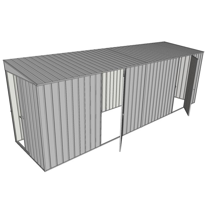 Build-a-Shed 1.5 x 6 x 2m Sliding Door Tunnel Shed With 2 Hinged Side Doors - Zinc
