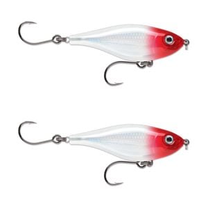 2x Rapala 8cm X Rap Twitchin' Mullet Slow Sink Glidebait Fish Lures - Red Ghost