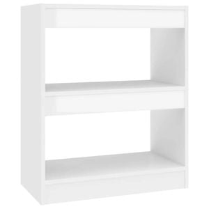 vidaXL Book Cabinet/Room Divider High Gloss White Storage Bookcase Organiser