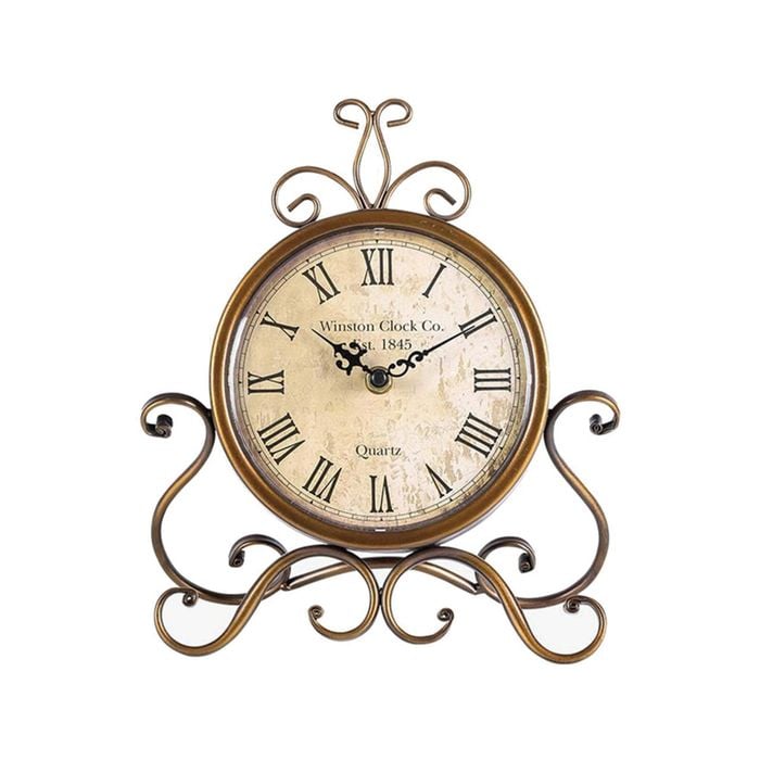 Salesbay 24cm Vintage Style Round Clock Table Bedside Desk Silent French Country Decor