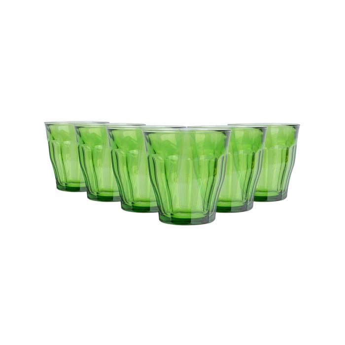 Picardie Glass Tumblers - 250ml - Jungle Green - Pack of 6