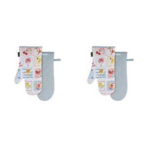 2PK Ladelle Capri Oven Cooking Mitt Padded Heat Resistant Pot Holder Glove