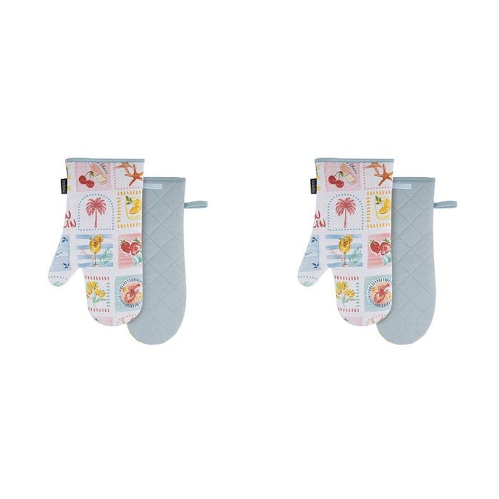 2PK Ladelle Capri Oven Cooking Mitt Padded Heat Resistant Pot Holder Glove