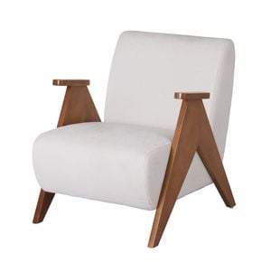 Artiss Armchair Accent Chair Sturdy Upholstered Solid Wood Chenille Fabric White