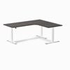 Desky L-shape Sit To Stand Burnished Wood Melamine Desk 1800x1500mm - Right Return Height Adjustable White Leg
