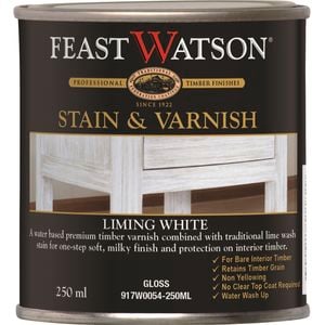 Feast Watson 250ml Liming White Satin Stain & Varnish - 250ml