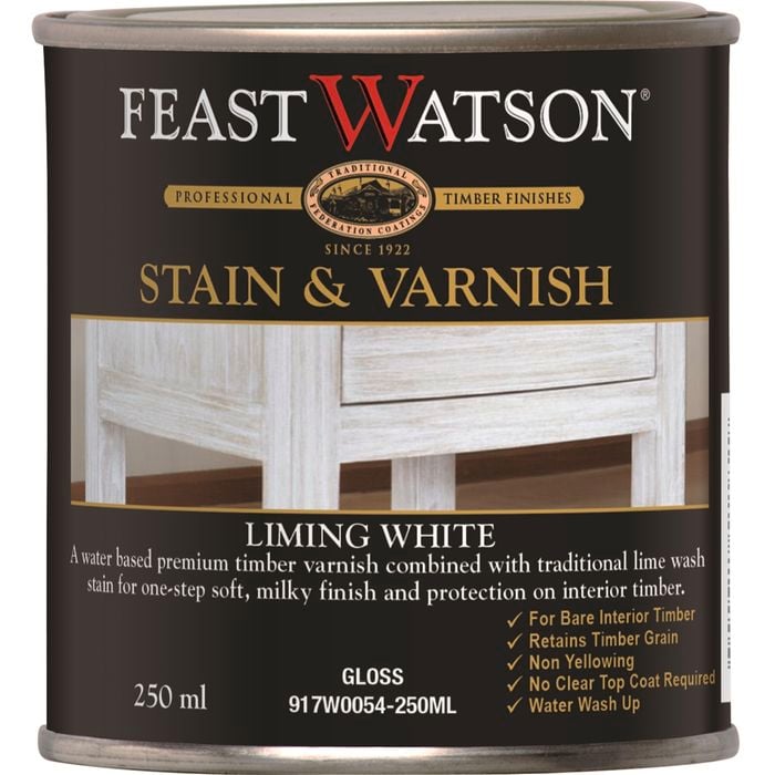 Feast Watson 250ml Liming White Satin Stain & Varnish - 250ml ...