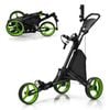 Costway Golf Buggy Trolley Foldable Golf Push Cart 3 Wheel Green