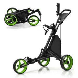 Costway Golf Buggy Trolley Foldable Golf Push Cart 3 Wheel Green