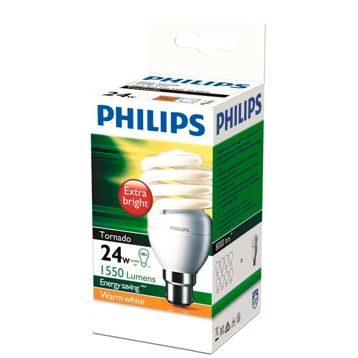 Philips Spiral B22 CFL 1550Lm Warm White 24W Globe