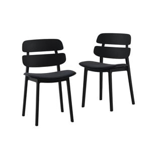 Design Square Set Of 2 Ofir PP Fabric Kitchen Dining Side Chairs Black