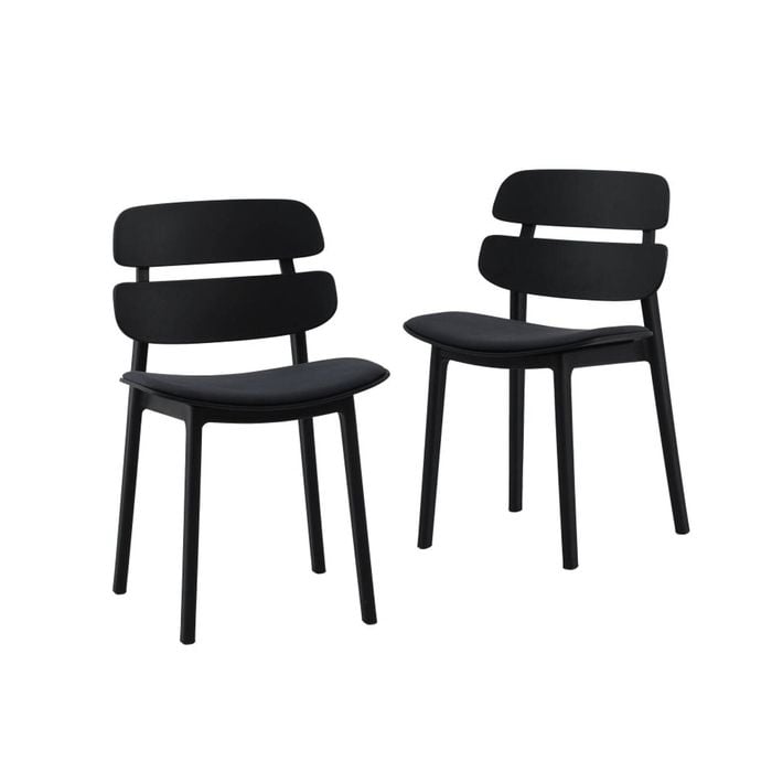 Design Square Set Of 2 Ofir PP Fabric Kitchen Dining Side Chairs Black