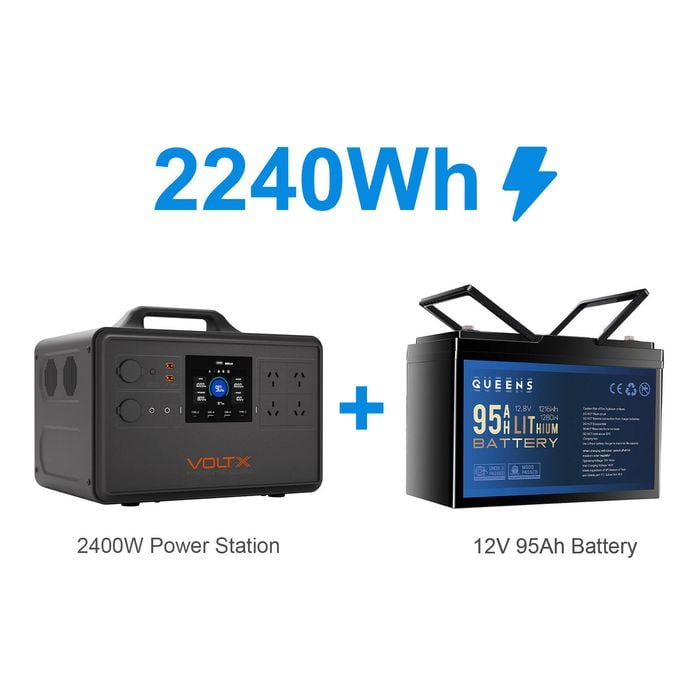 Voltx 2400w Power Station + 12v 95ah Deep Cycle Battery Bundle – Off-grid & Home Backup Power Kit