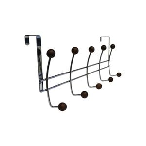 Adoored 10 Hook Satin Chrome Over-The-Door Ball Deco Hook Rack