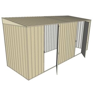 Build-a-Shed 1.5 x 4.5 x 2m Dual Single Hinged Side Door Skillion Shed - Cream