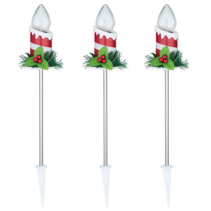 Arlec Low Voltage LED Candle Stake Lights With Flame Effect - Pack of 3
