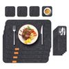 Catzon 4PC Felt Placemats Coasters Cutlery Heat-Resistant Non-Slip Dark Gray