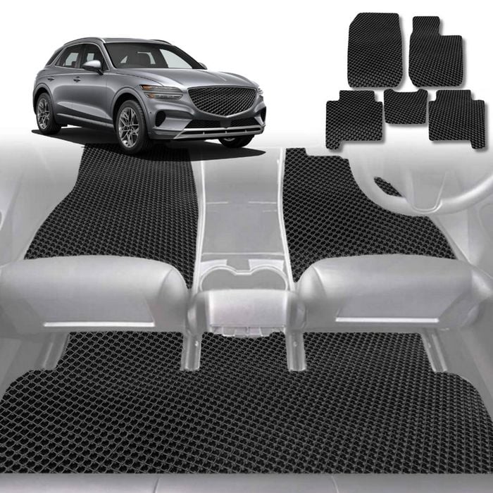 6D Diamond Car Floor Mats for Genesis GV70 2022-Current-Full Set-Black-Outback GT
