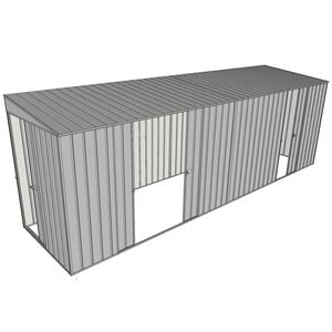 Build-a-Shed 1.5 x 6 x 2m Skillion Double and Single Sliding Side Doors Shed - Zinc