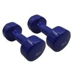 2 Pack of 8kg Vinyl Cast Iron Dumbbell Hand Weight - Blue - Total 16kg