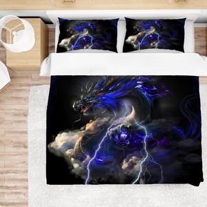 3D Blue Chinese Dragon Quilt Cover Set Bedding Set Pillowcases 21