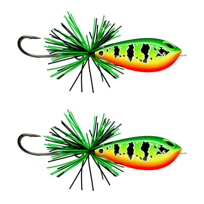 2x Rapala 5cm BX Skitter Frog Topwater Surface Fishing Lures - Hot Peacock Bass