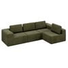 Ufurniture 4 Seater Cloud Sofa Boneless Sectional Floor Couch with Deep Seat Fluffy Comfy Modular Sofa Green