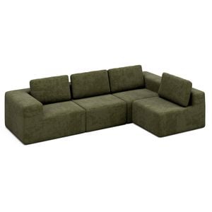 Ufurniture 4 Seater Cloud Sofa Boneless Sectional Floor Couch with Deep Seat Fluffy Comfy Modular Sofa Green