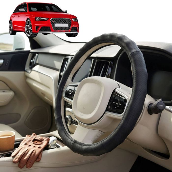 Australian Goose Steering Wheel Cover for Audi A4 S4 RS4 2008 - 2015 (B8) Circle Black