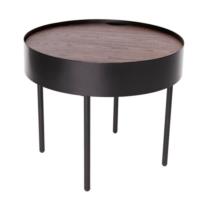 Sk Designer Living | Lunar Round Side Table - Walnut & Black