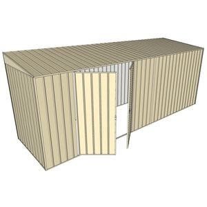 Build-a-Shed 1.5 x 5.2 x 2m Double Hinged Side Door Skillion Shed - Cream