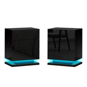ALFORDSON 2x LED Bedside Table Black