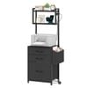 Advwin File Cabinet w/ Charging Station 3 Drawer 2 Shelf & Side Pocket Black