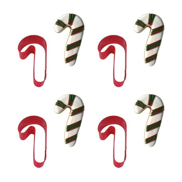 4x R&m Candy Cane Cookie Cutter Polyresin Coated Steel Baking Mould 9cm Red