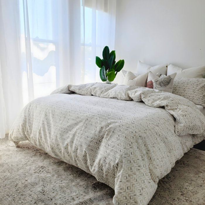 Single Quilt Cover Set – 100% Cotton – Doona Cover Set (Brown\Beige\White)