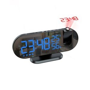 Catzon Led Mirrored Alarm Clock With Projection Dual Alarm Radio