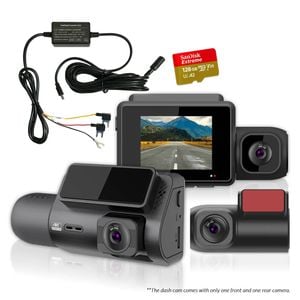 Elinz 3 Channel Dash Cam 4K 2K Rear 1080P FHD Cabin Camera WiFi GPS  Supercapacitor Hardwire Kit 128GB U3 Card
