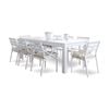 Santorini 2.5m Outdoor Aluminium Dining Table White With 8 Kansas Chairs & Heather Beige Cushions