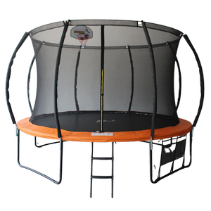 All 4 Kids 12 Ft Jump Zone Spring Trampoline With Basketball Board