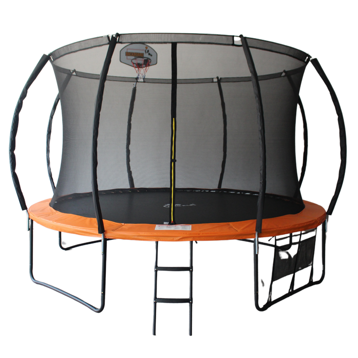 All 4 Kids 12 Ft Jump Zone Spring Trampoline With Basketball Board