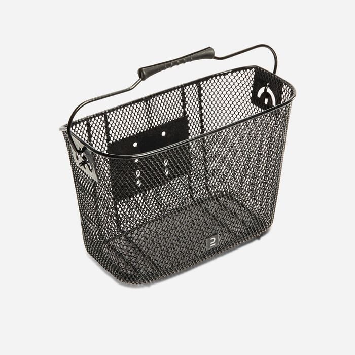 Decathlon - Kids' 9-litre Metal Bike Basket-black - One Size