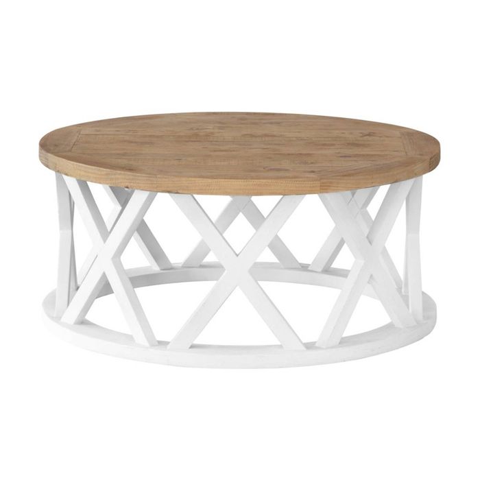 1825 Interiors Byron Round Coffee Table Plantation Timber Two-Tone 100x100x45cm