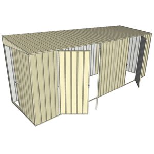 Build-a-Shed 1.5 x 5.2 x 2m Sliding Door Tunnel Shed with 3 Hinged Side Doors - Cream