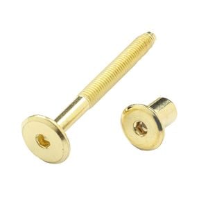 Hafele M6 x 60mm Brass Joint Connector Bolt with Cap - 8 Pack