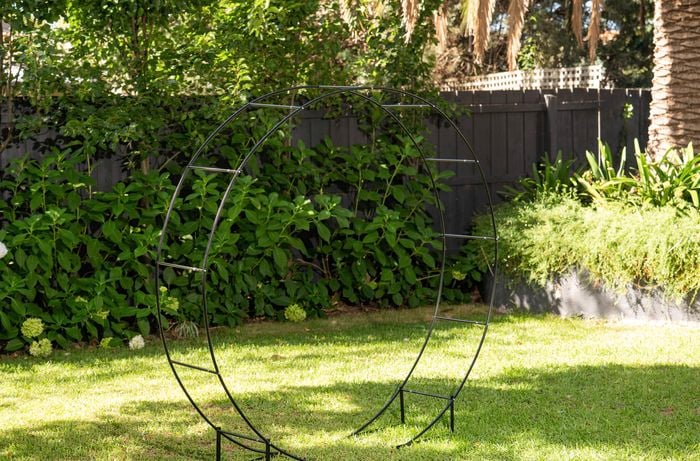 Garden arch frame is ready for decorative styling