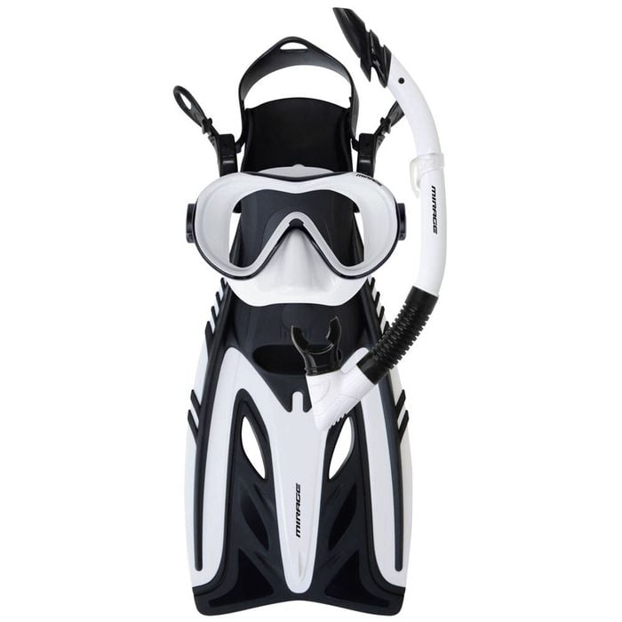 4pc Mirage Rayzor Phantom Silicone Mask/Snorkel/Fins Set S/M White