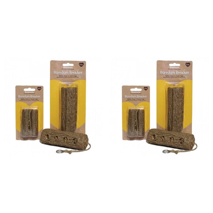 2x 2pc Rosewood Treat n Gnaw 8.5cm Log Hamster Activity Chew Toy Natural Asst