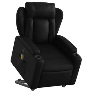 vidaXL Electric Stand up Massage Recliner Chair Armchair Black Faux Leather