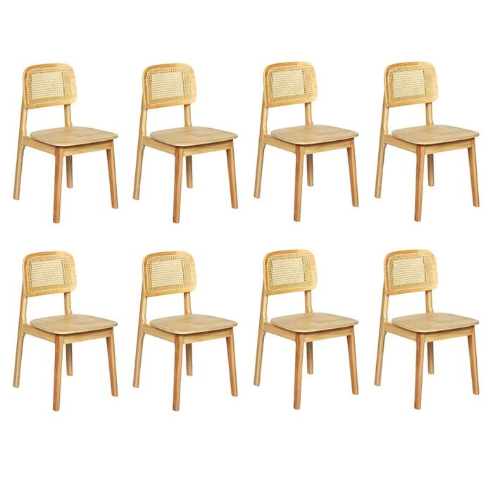Levede 8Pcs Rattan Back Solid Wood dining Chair